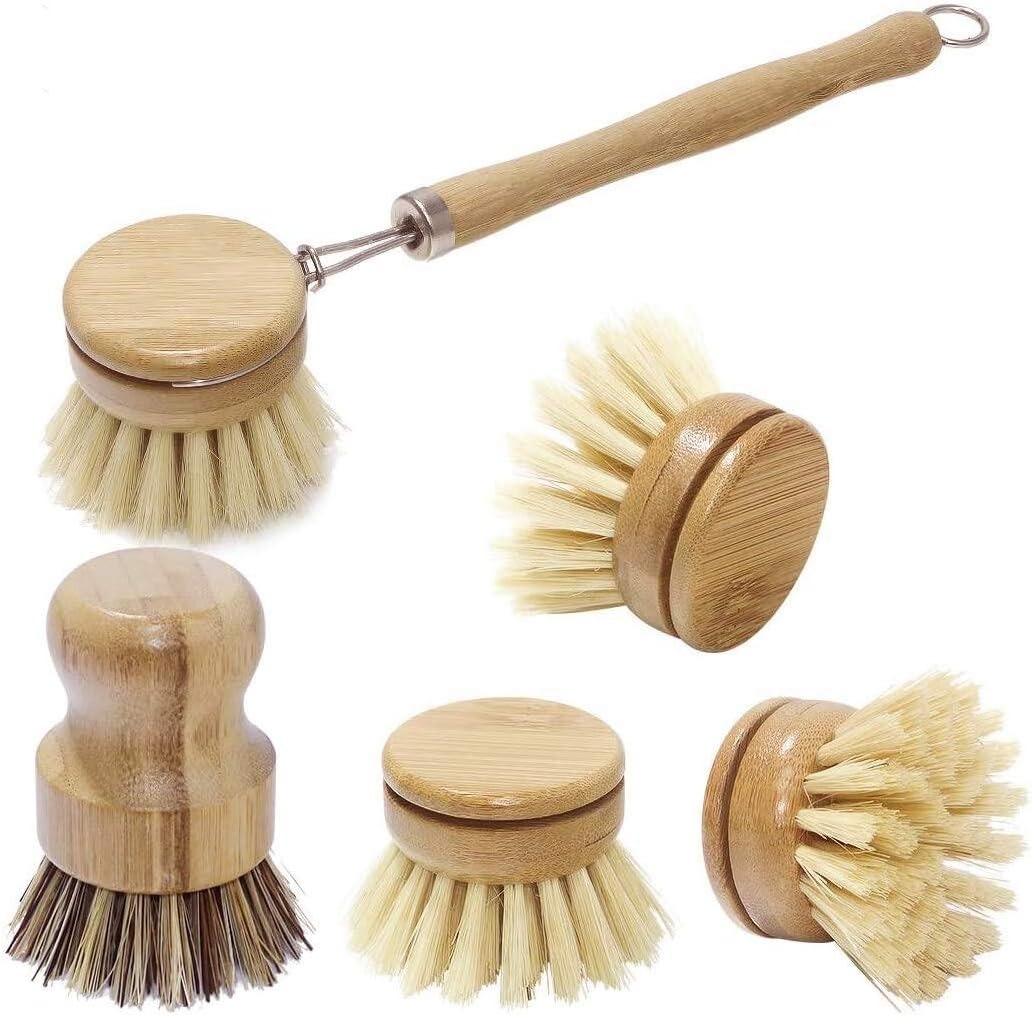 Bamboo Dish Scrub Brushes, Kit - Cast Iron Corn ulasan dan harga