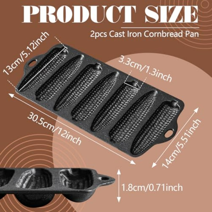 2 Pcs Cast Iron Corn Stick Pan - Cast Iron Corn ulasan dan harga