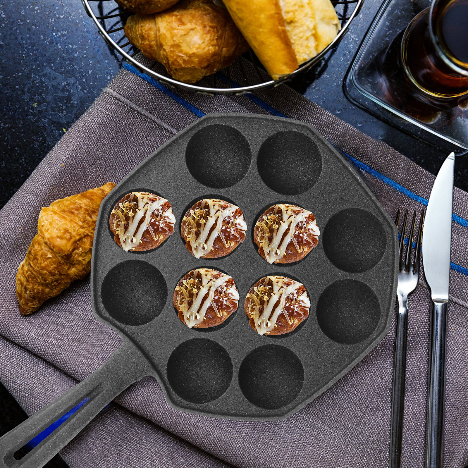 Takoyaki Pan 12 Molds Cast Iro - Takoyaki Grill Plate ulasan dan harga